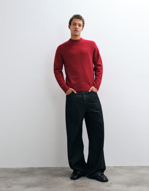 Barbour Newtown knitted crew neck jumper in red, 2 of 5