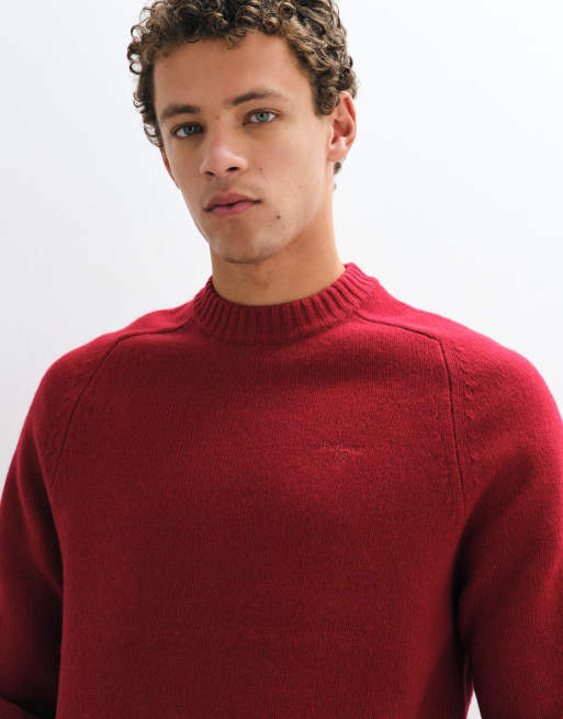 Barbour Newtown knitted crew neck jumper in red, 4 of 5