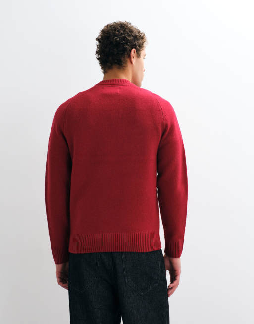 Barbour Newtown knitted crew neck jumper in red, 5 of 5
