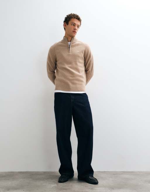 Barbour Newtown knitted half zip sweatshirt in beige, 2 of 5