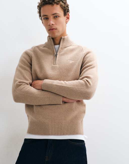 Barbour Newtown knitted half zip sweatshirt in beige, 3 of 5