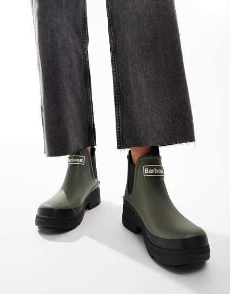 Barbour Nimbus chelsea gumboots in olive/black - view 1