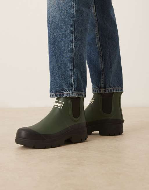 Barbour Nimbus chelsea short welly in olive green/black - BLACK
