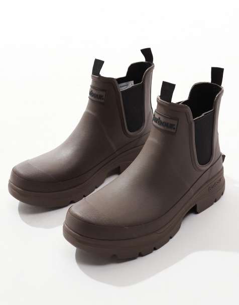 Barbour Nimbus chunky chelsea gumboots in brown - view 1