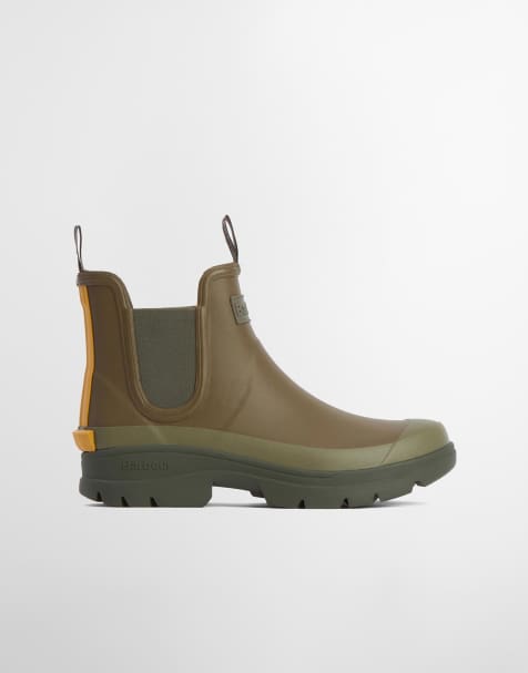 Barbour Nimbus chunky chelsea gumboots in khaki - view 1