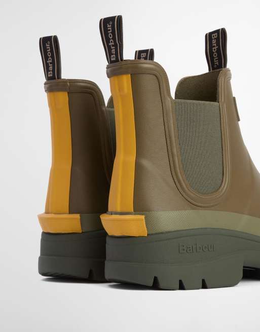 Barbour Nimbus chunky chelsea gumboots in khaki, 2 of 4