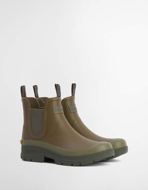 Barbour Nimbus chunky chelsea gumboots in khaki, 3 of 4