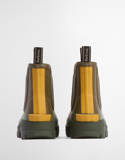 Barbour Nimbus chunky chelsea wellington boots in khaki, 4 of 4