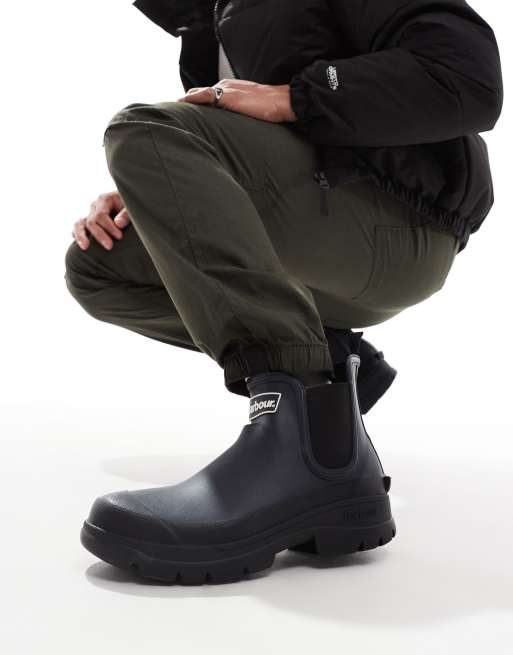 Barbour Nimbus chunky chelsea wellington boots in navy ASOS