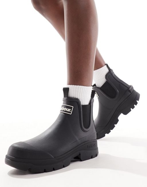 Barbour Nimbus chunky wellington long boots in black exclusive to asos