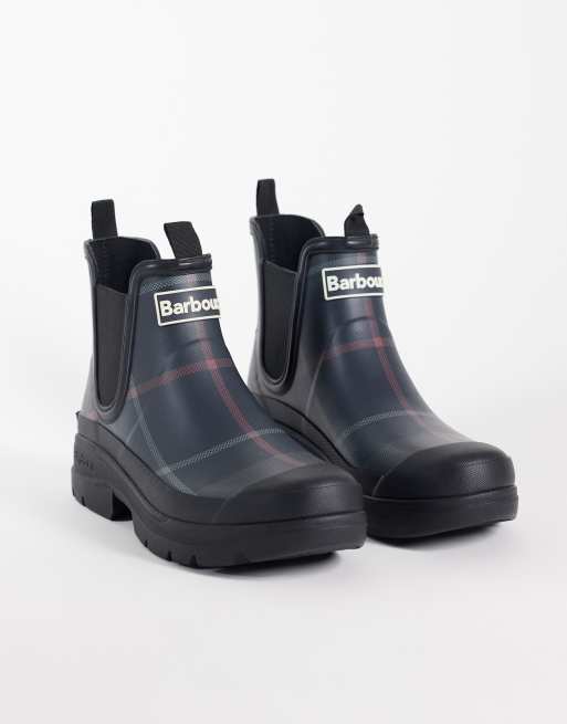 Barbour Nimbus tartan chelsea welly boots in navy, 3 of 6