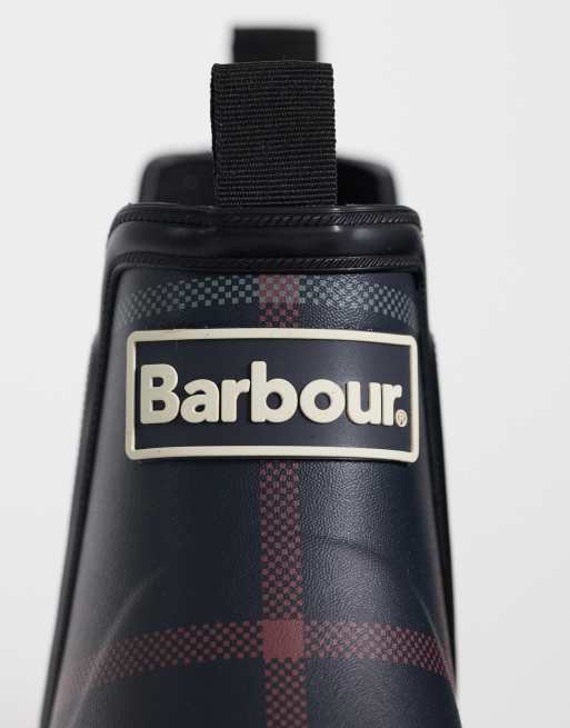 Barbour Nimbus tartan chelsea welly boots in navy, 6 of 6
