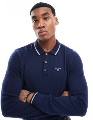 Barbour Nocton knitted polo shirt-Navy