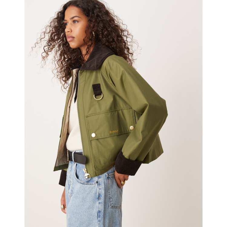 Barbour Nora Casual Jacket in dark moss/light sand/dark moss | ASOS