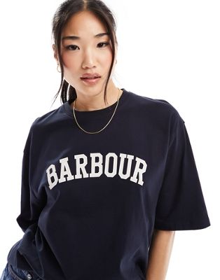 Barbour Northburn logo boyfriend t-shirt in navy