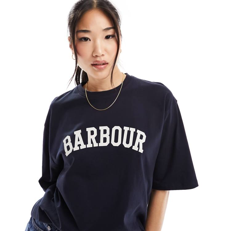 Barbour Northburn logo boyfriend t-shirt in navy | ASOS