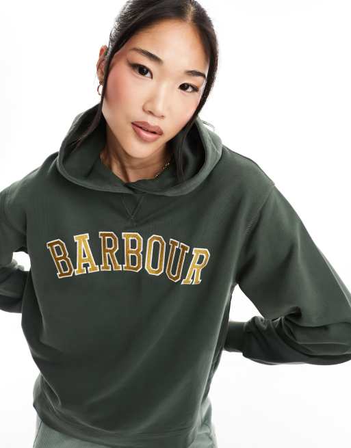 Barbour - Northumberland - Felpa con cappuccio comoda verde con logo