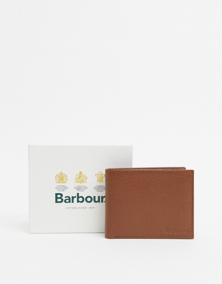Barbour - Opvouwbare leren portemonnee in bruin-Lichtbruin