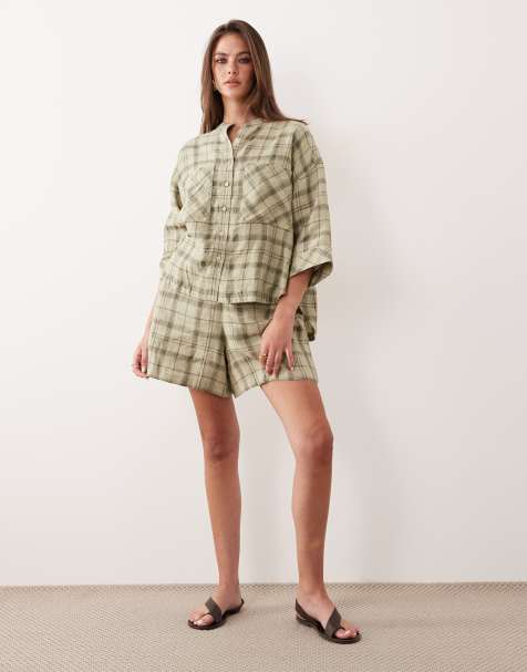 Barbour Orla linen tartan set in green - view 1