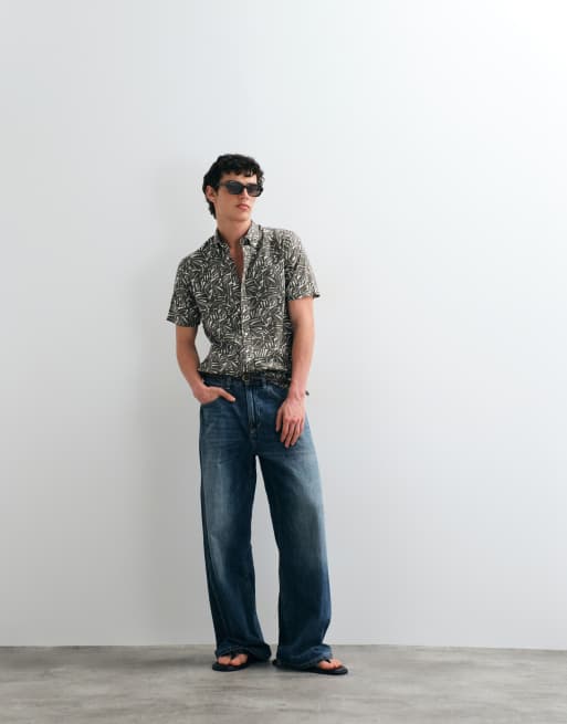 Barbour Orton short sleeve summmer printed shirt in green , 3 of 5