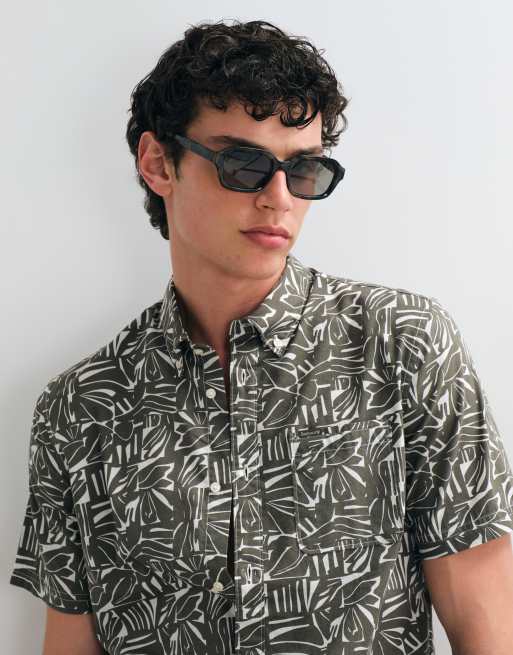 Barbour Orton short sleeve summmer printed shirt in green , 4 of 5