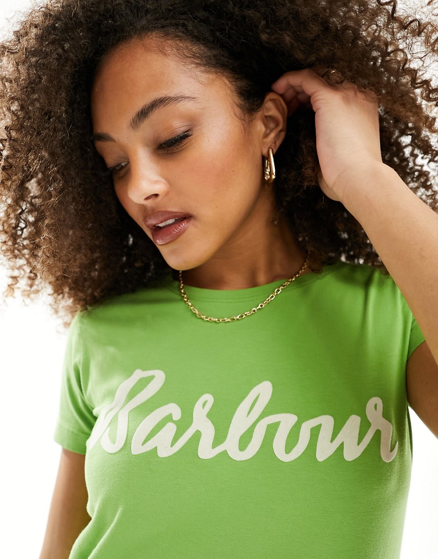 Barbour Otterburn logo t-shirt in green-White