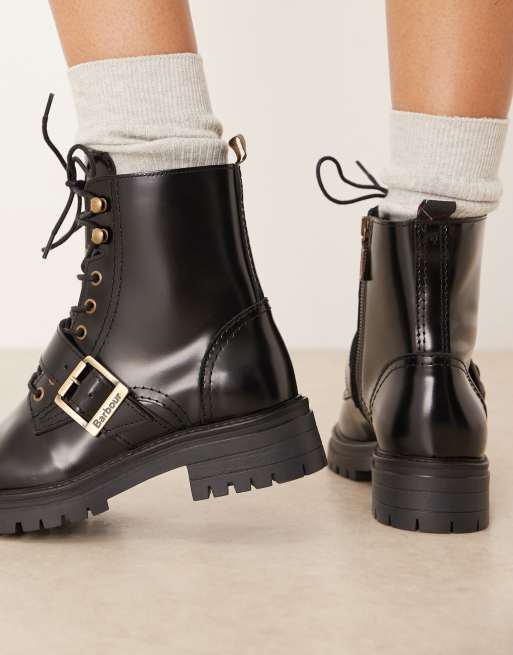 Barbour Ouseburne lace up boots in black glace , 2 of 4