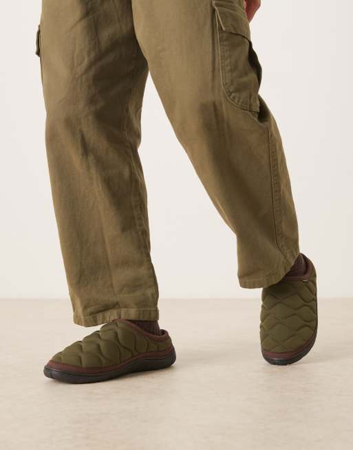 Barbour Outdale slipper in olive green/brown - MGREEN, 3 of 4