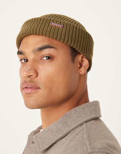 Barbour oversized beanie hat in light sage - view 1