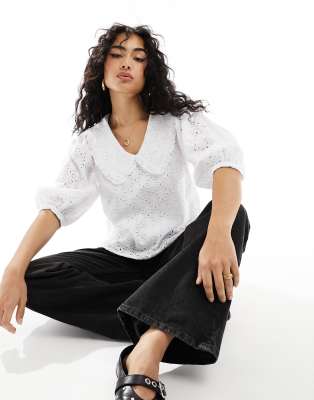 Barbour Barbour oversized collar blouse in white