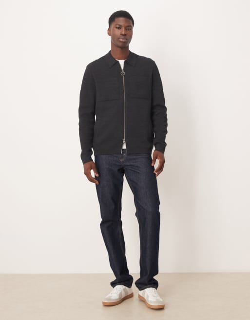 Barbour oversized knitted zip through in charcoal marl, 2 of 5