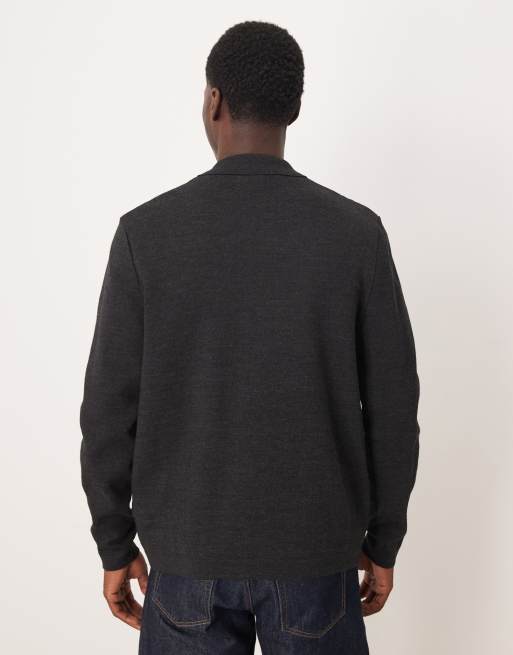 Barbour oversized knitted zip through in charcoal marl, 3 of 5