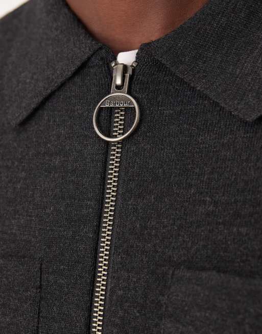 Barbour oversized knitted zip through in charcoal marl, 5 of 5