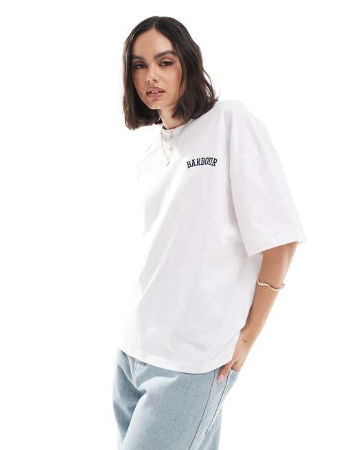 Barbour oversized logo t-shirt in white | ASOS