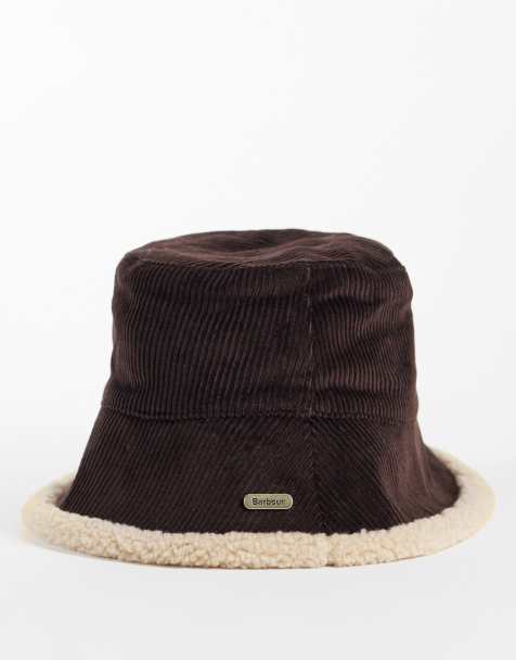 Barbour Overton reversible cord/fleece logo bucket hat in brown/beige - view 1