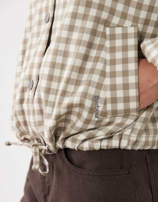 Barbour Ovingham contrast collared jacket in beige gingham , 2 of 4