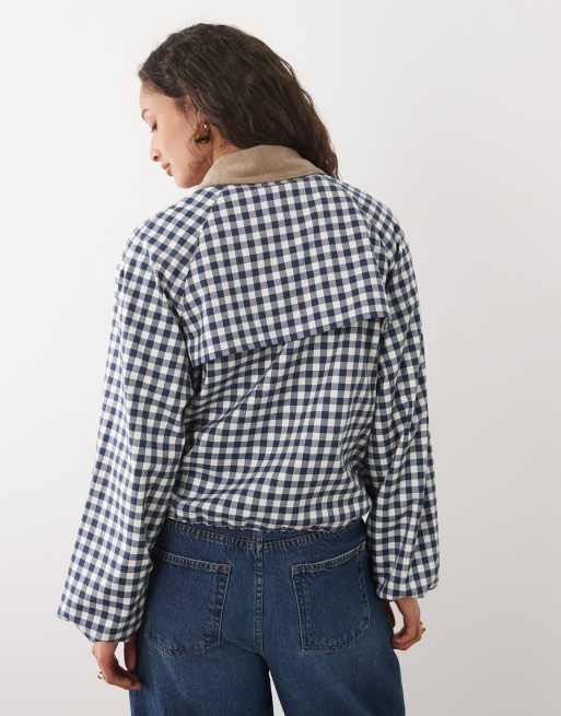Barbour Ovingham contrast collared jacket in blue gingham , 4 of 4