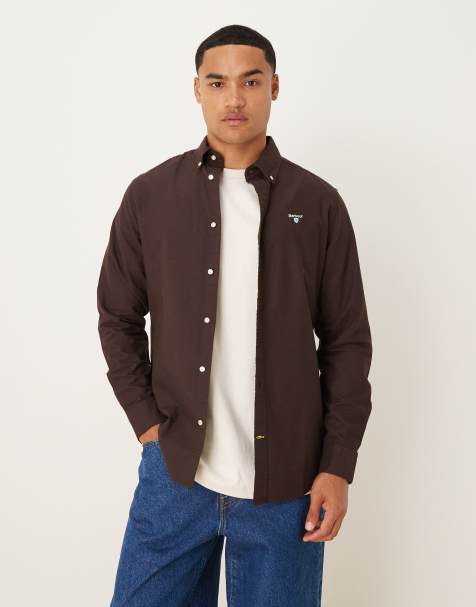 Barbour Oxtown tailored shirt in dark oak - BROWN - view 1