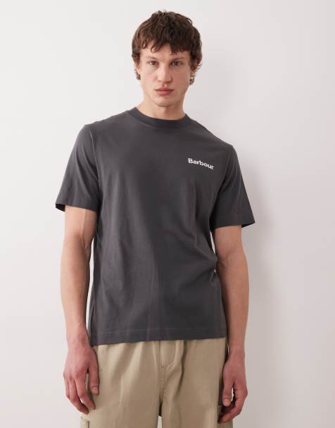 Barbour Packling relaxed graphic logo t-shirt with back print in charcoal grey