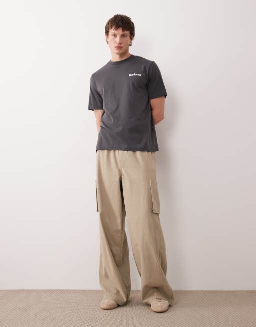 Barbour Packling relaxed graphic logo t-shirt with back print in charcoal grey, 2 of 5