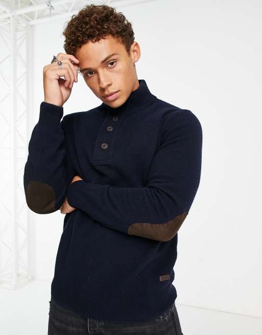 Barbour - Patch - Trui met opstaande boord met knoopjes in marineblauw