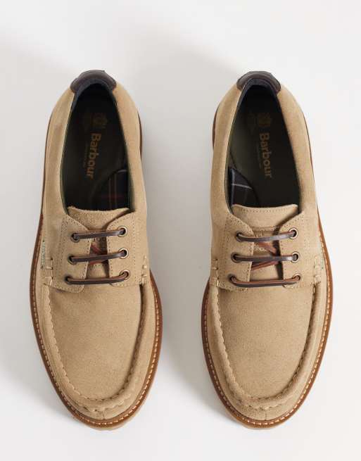 Barbour Paxton Derby suede leather boat shoe in beige, 2 of 4