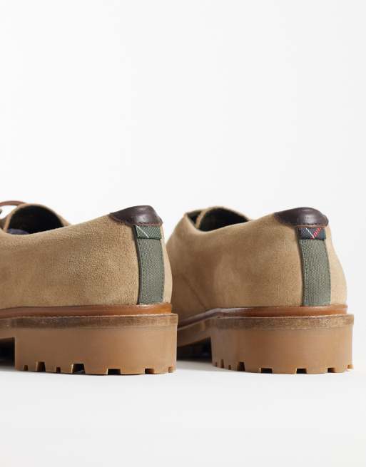 Barbour Paxton Derby suede leather boat shoe in beige, 3 of 4