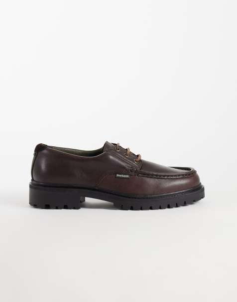 Barbour Paxton Derby suede leather boat shoe in dark brown - view 1