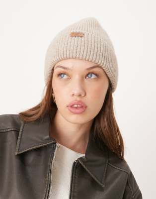 Barbour Pendle beanie hat in light stone