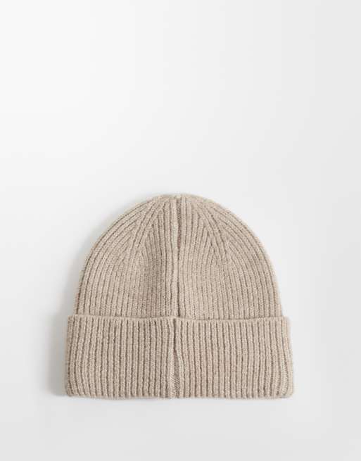 Barbour Pendle knit logo beanie in light brown, 3 of 3
