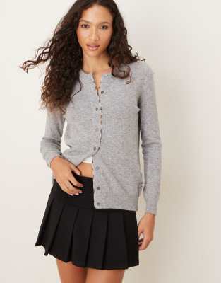 Barbour Pendle knitted cardigan in grey marl/hessian tartan