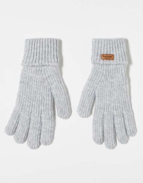 Barbour Pendle knitted gloves in light grey  - view 1