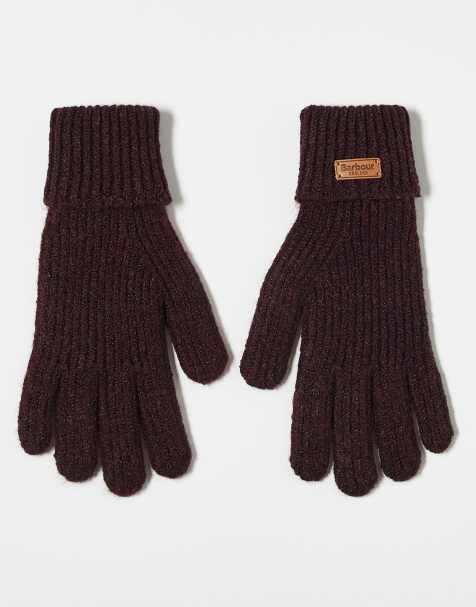 Barbour Pendle knitted gloves in wine  - view 1