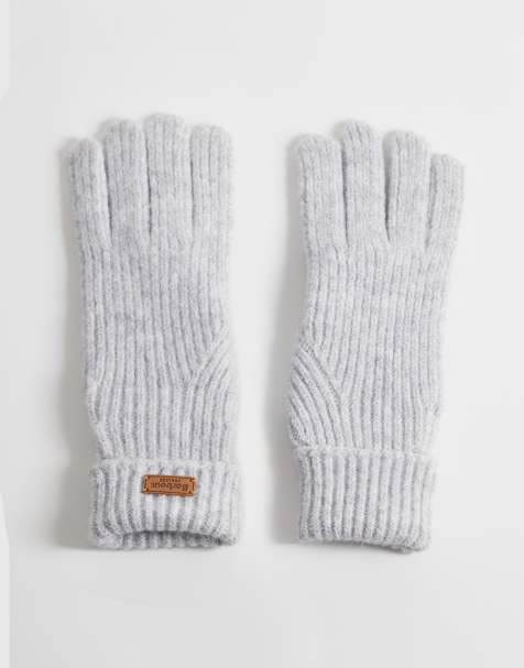 Barbour Pendle rib knit gloves in light grey - view 1
